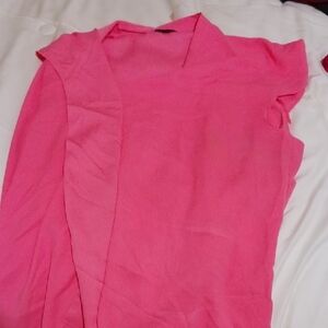 Ann Taylor Pink Asymmetrical Ruffled Blouse